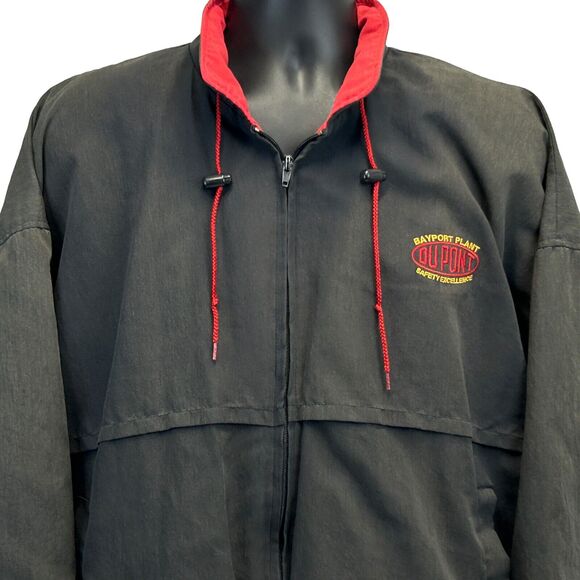 Vintage 90s DuPont Bayport Plant Jacket Mens XL X-Large Black Pasadena Texas - Picture 1 of 12
